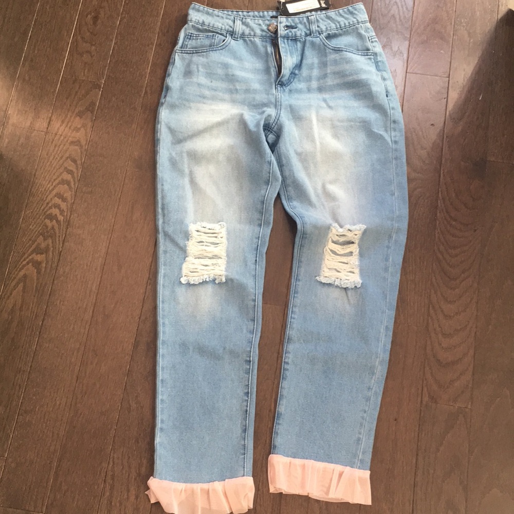 High waisted Jeans with frills from Nasty Gal